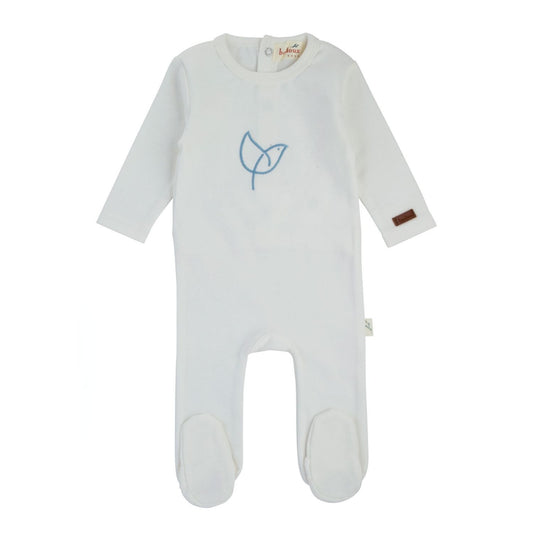 Bird Outline Footie-White & Blue