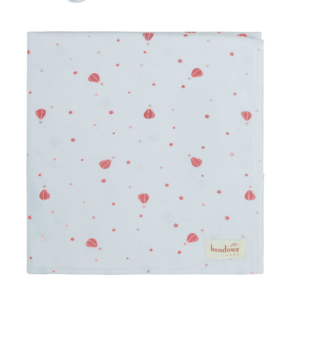 Air Balloon Print Blanket-White/Pink