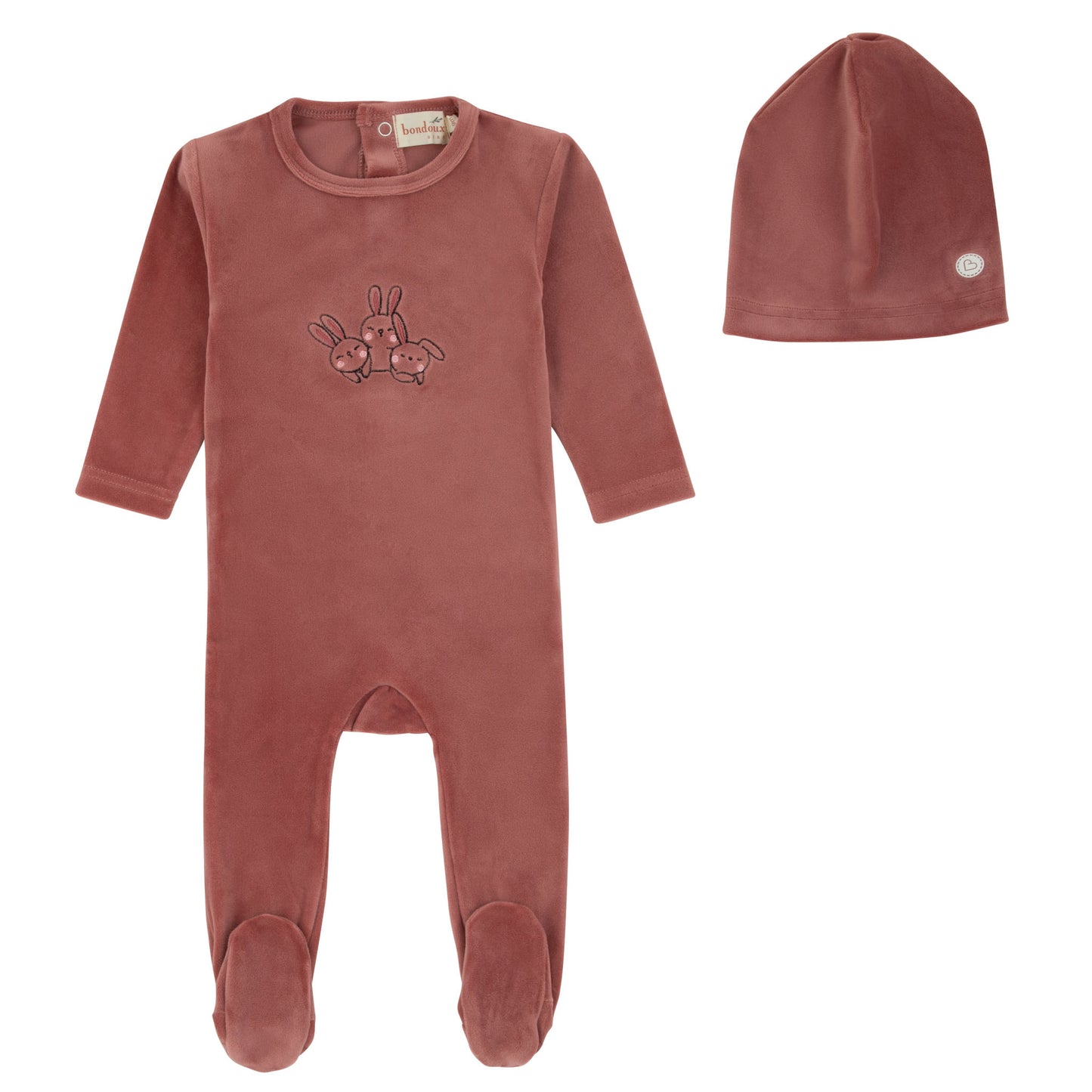 Rabbit Velour Footie-Mauve