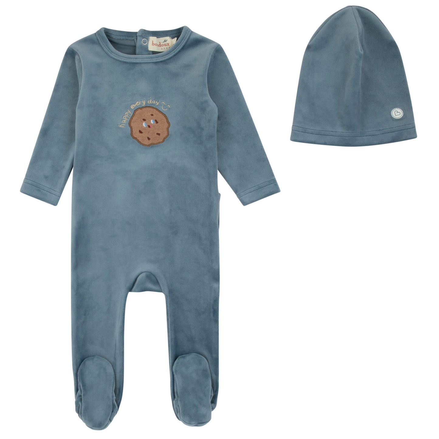 Cookie Velour Footie-Green