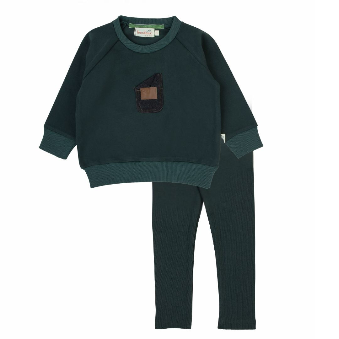 Leather Patch 2 Piece-Boys-Green