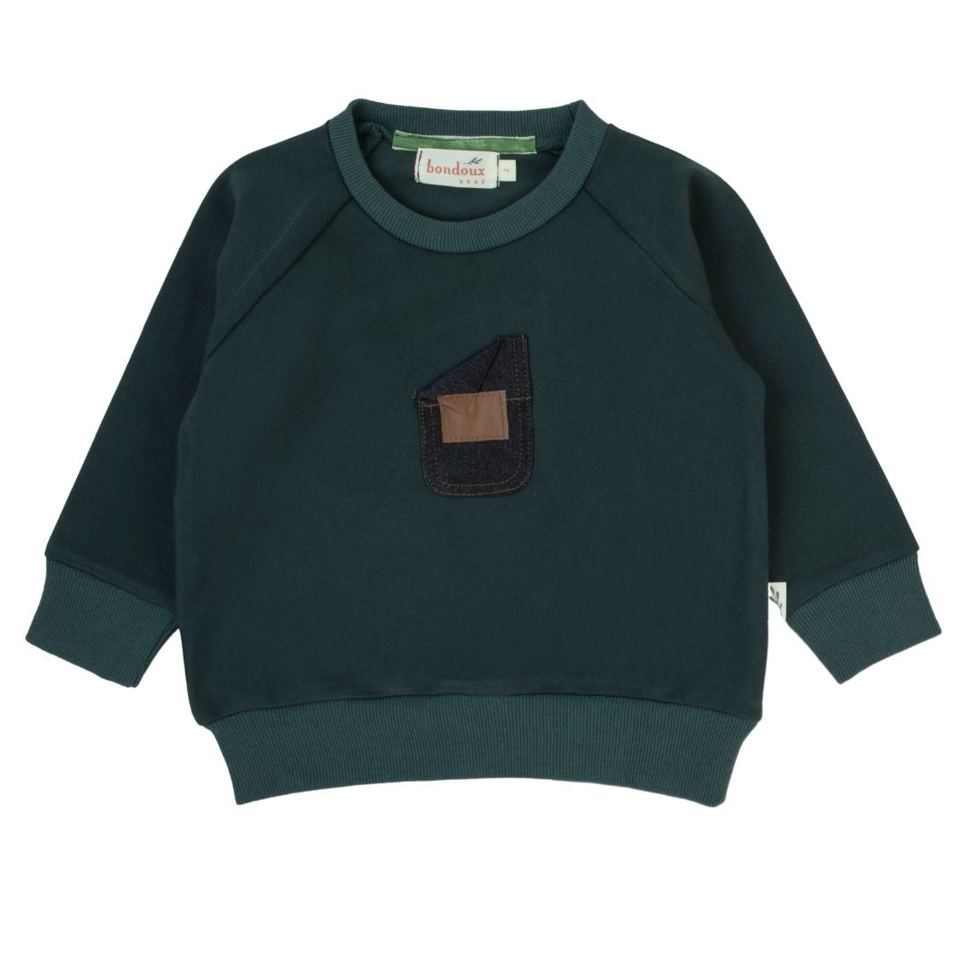 Leather Patch Toddler Top-Green