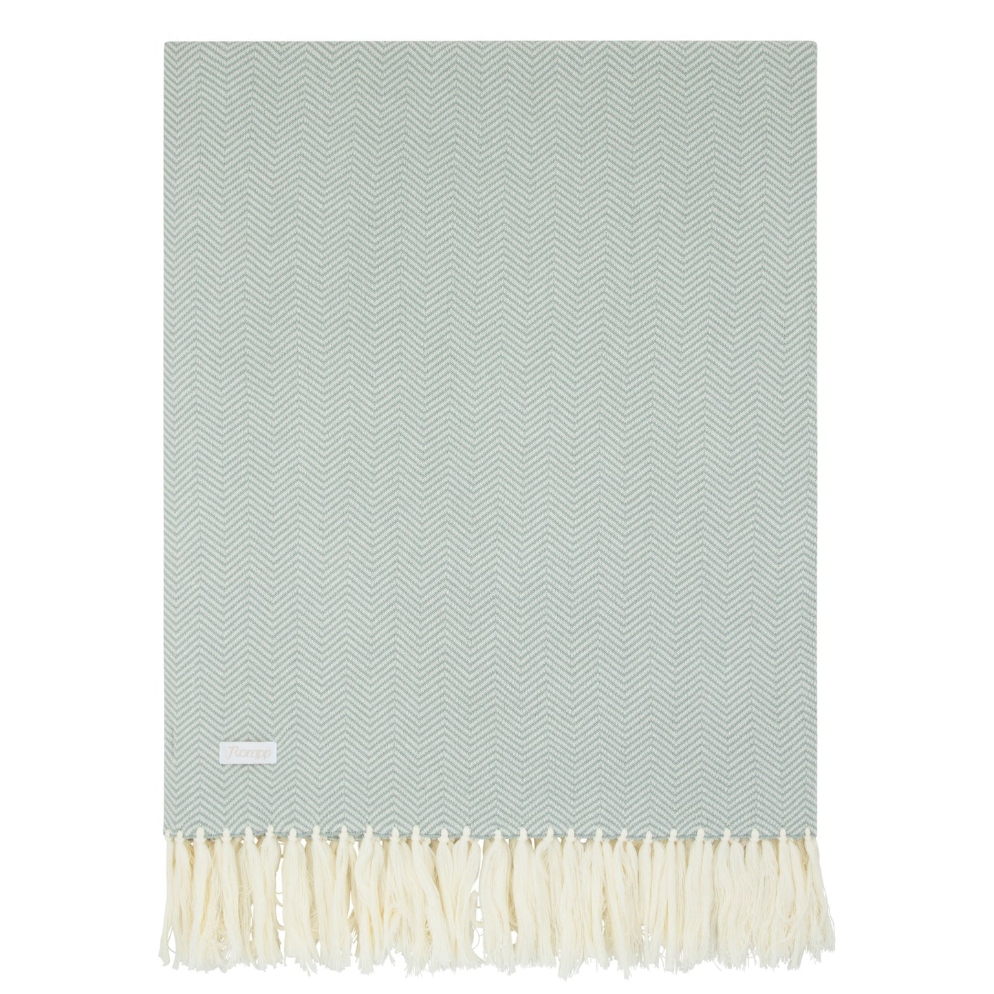 Tassel Chevron Knit Carriage Blanket-Blue
