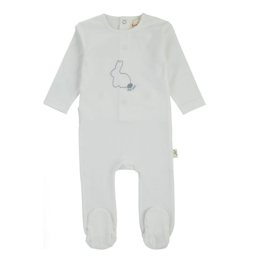Bunny Footie-White & Blue