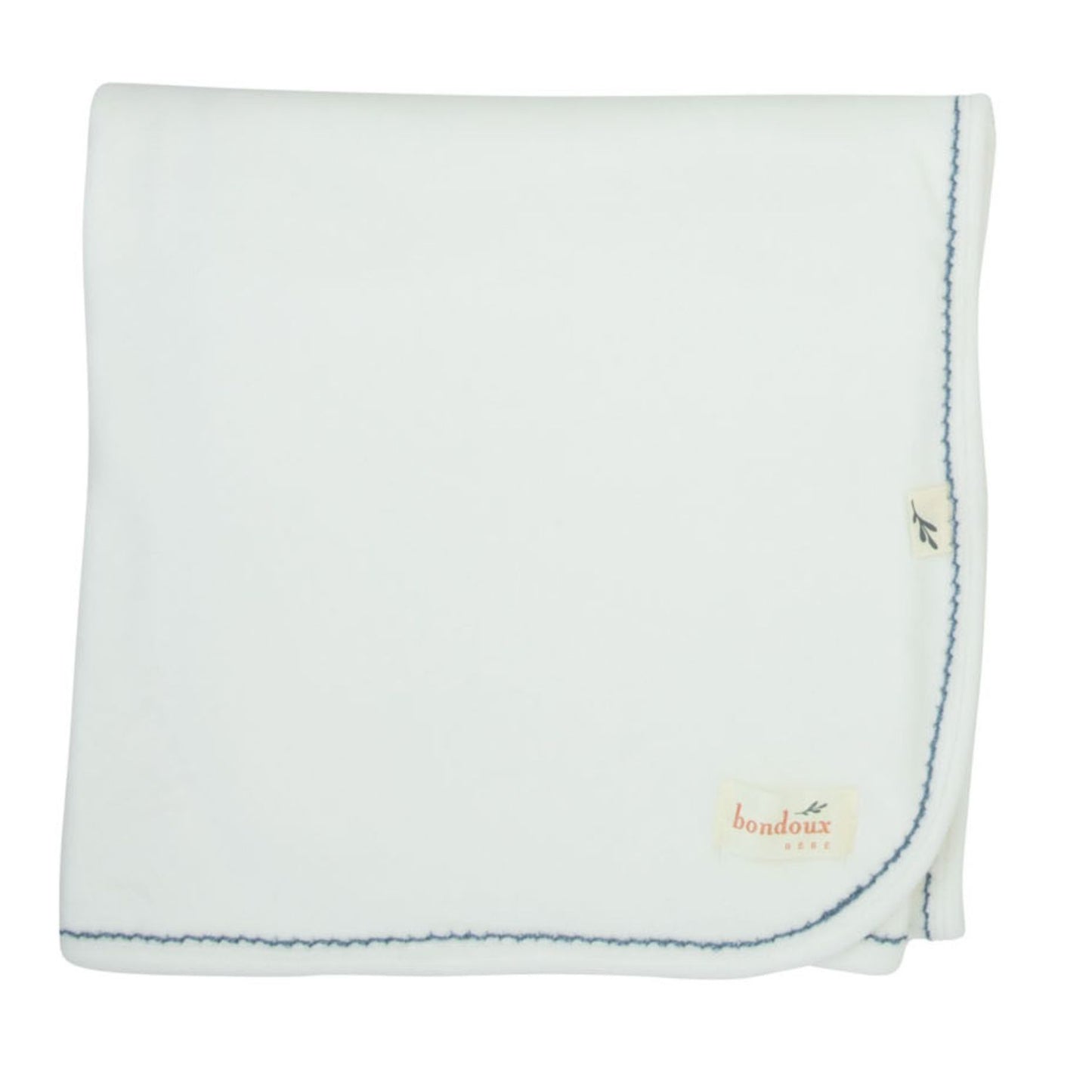 Stitched Velour Blanket-White & Blue
