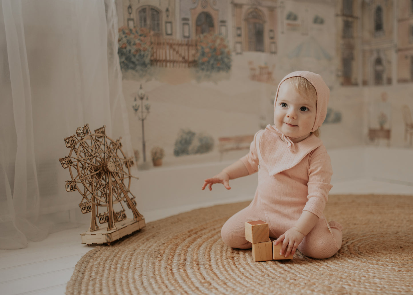 Pointelle Scalloped Footie-Pink