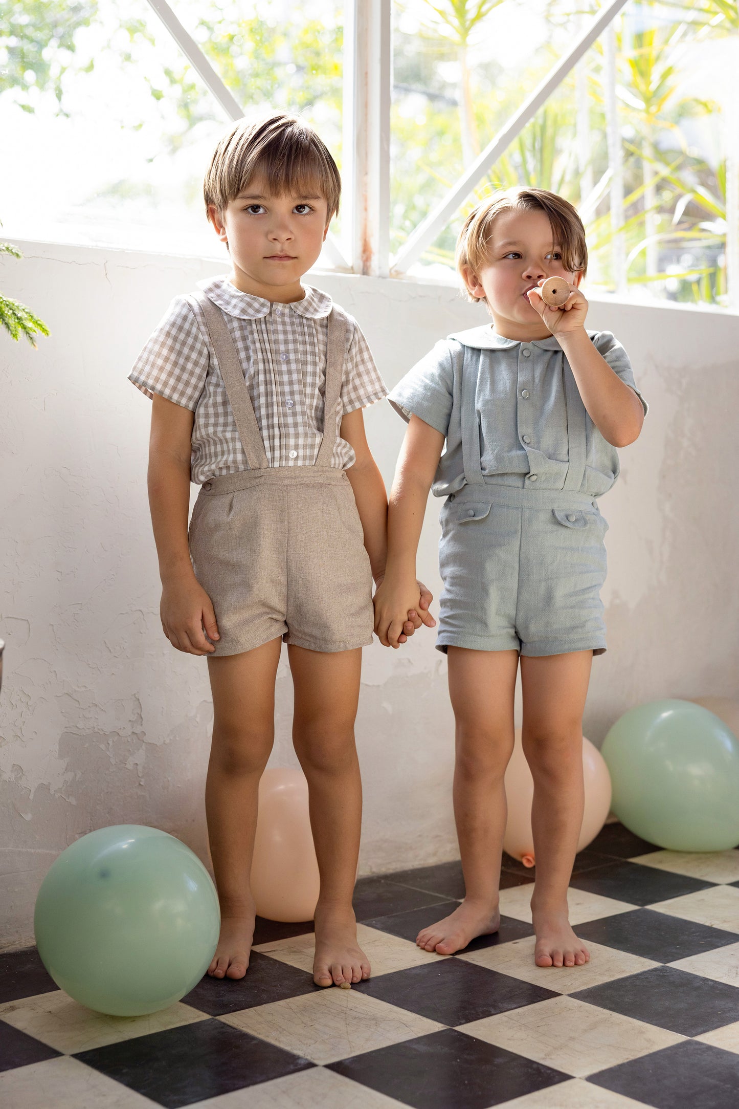 Gingham Toddler Teal Blue 2 Pcs Set