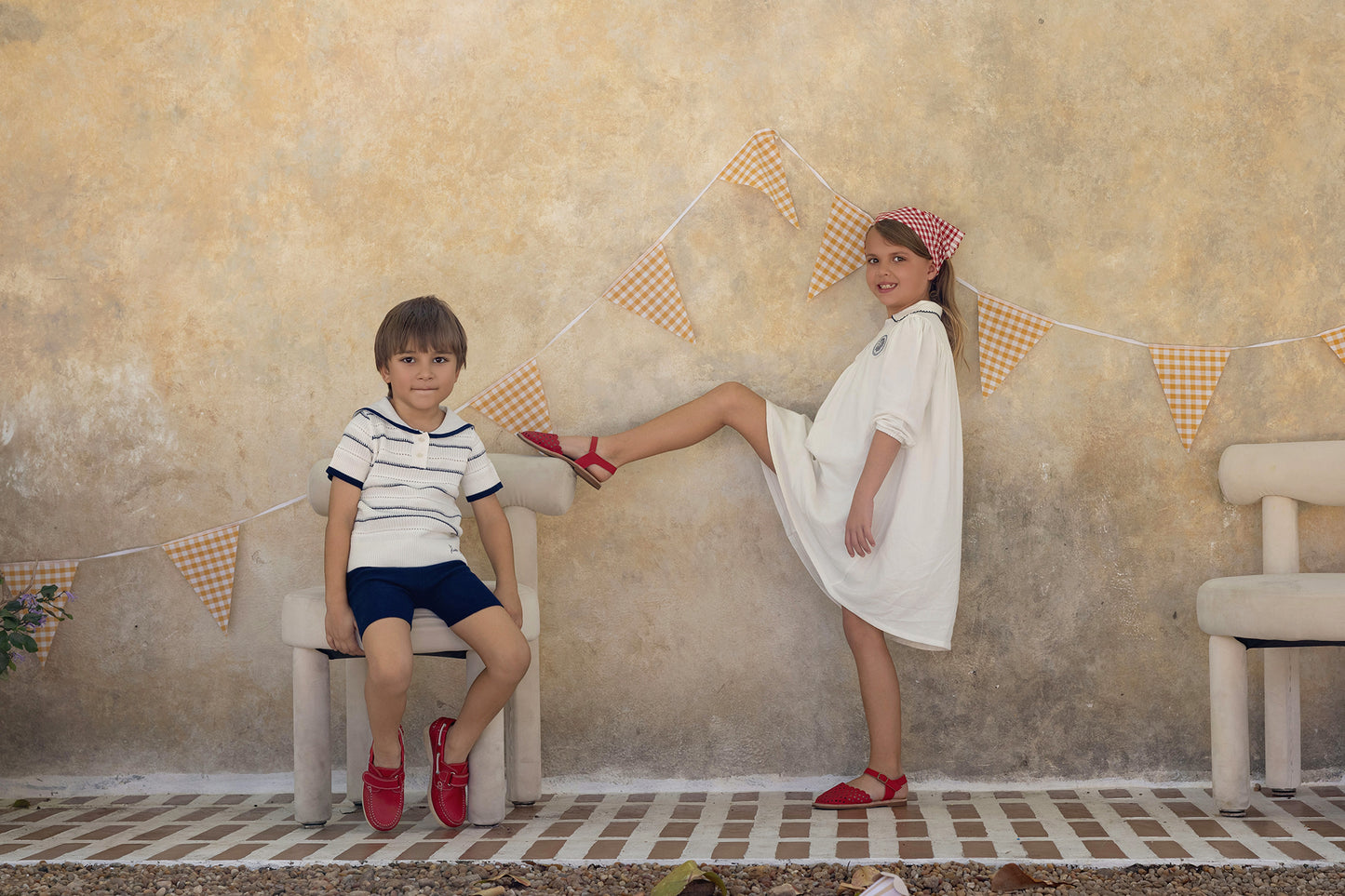 Navy Detailed White Knit Short Sleeve Set
