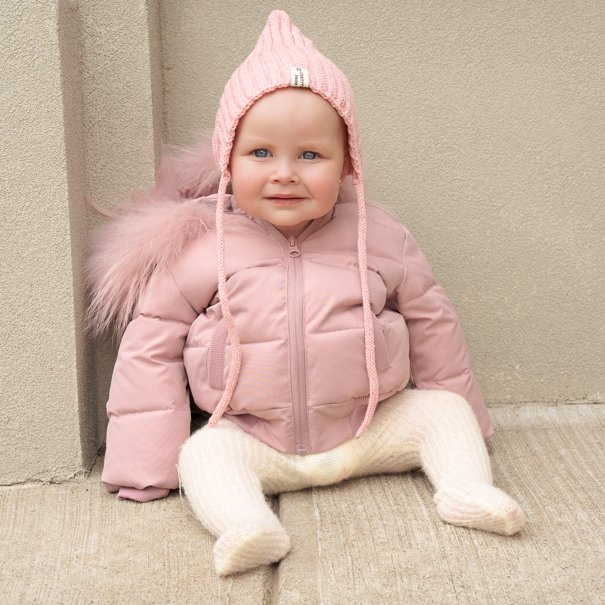 Textured 'B' Jacket-Pink
