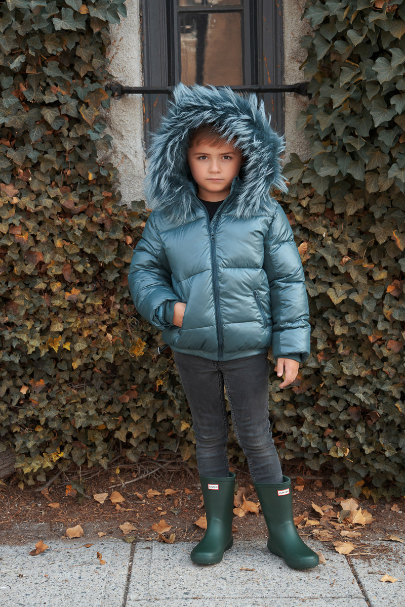Ribbed Detail Jacket-Green