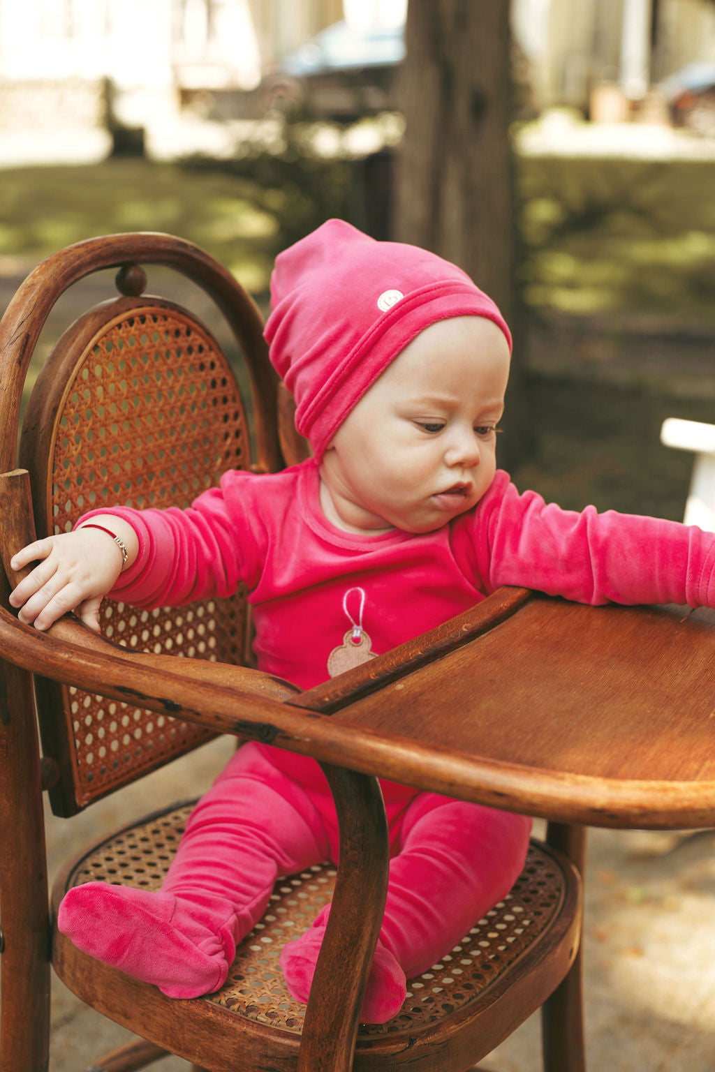 Teddy Velour Footie-Pink