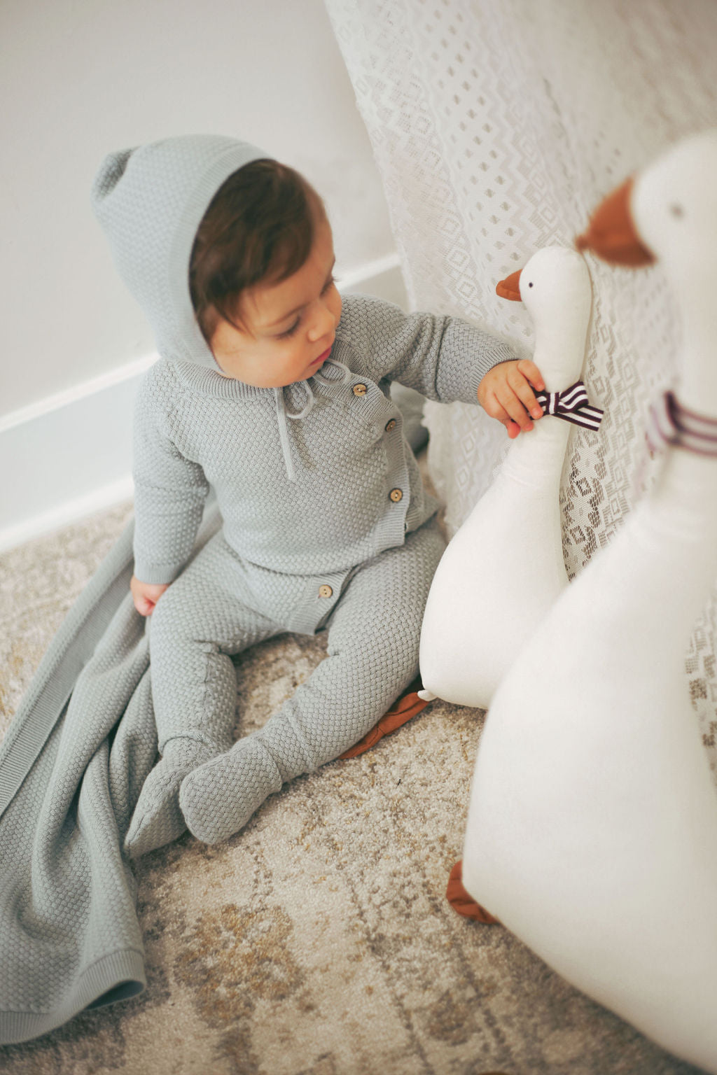 Woven Wrap Knit Onesie Blue