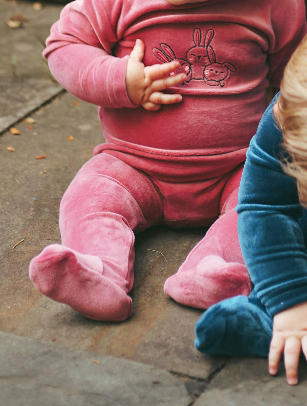 Rabbit Velour Footie-Mauve