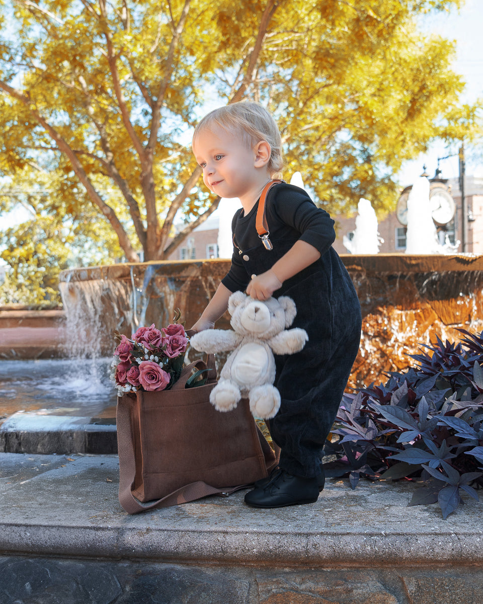 Square Velour Romper-Black