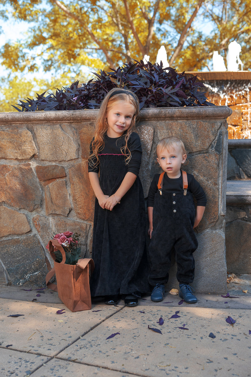 Square Velour Robe-Black