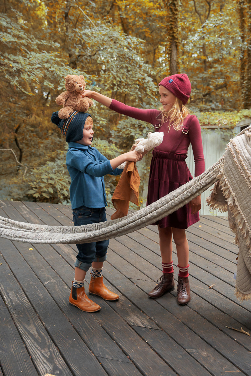 Ribbed Corduroy Jumper-Burgundy