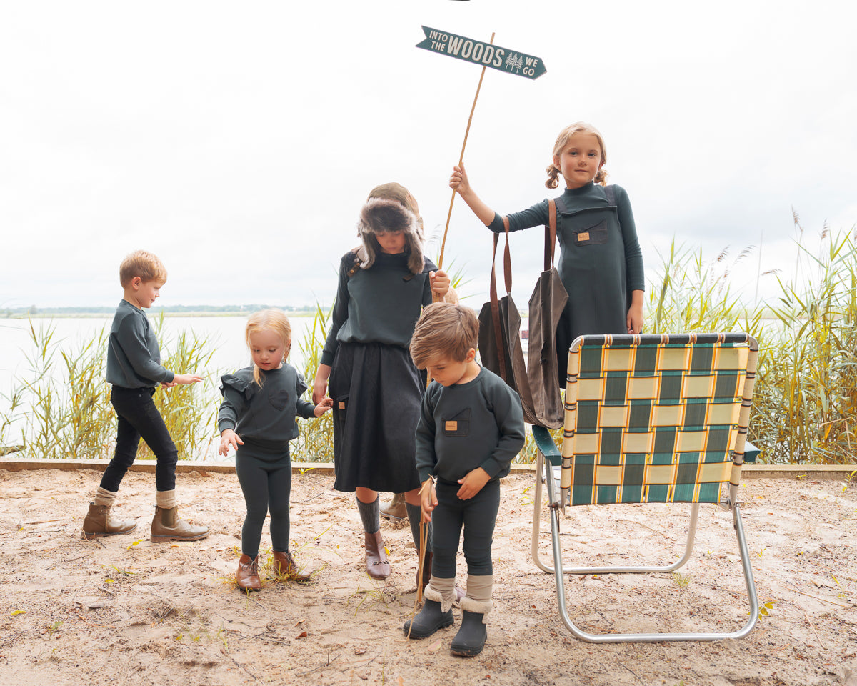 Leather Patch Dress-Green