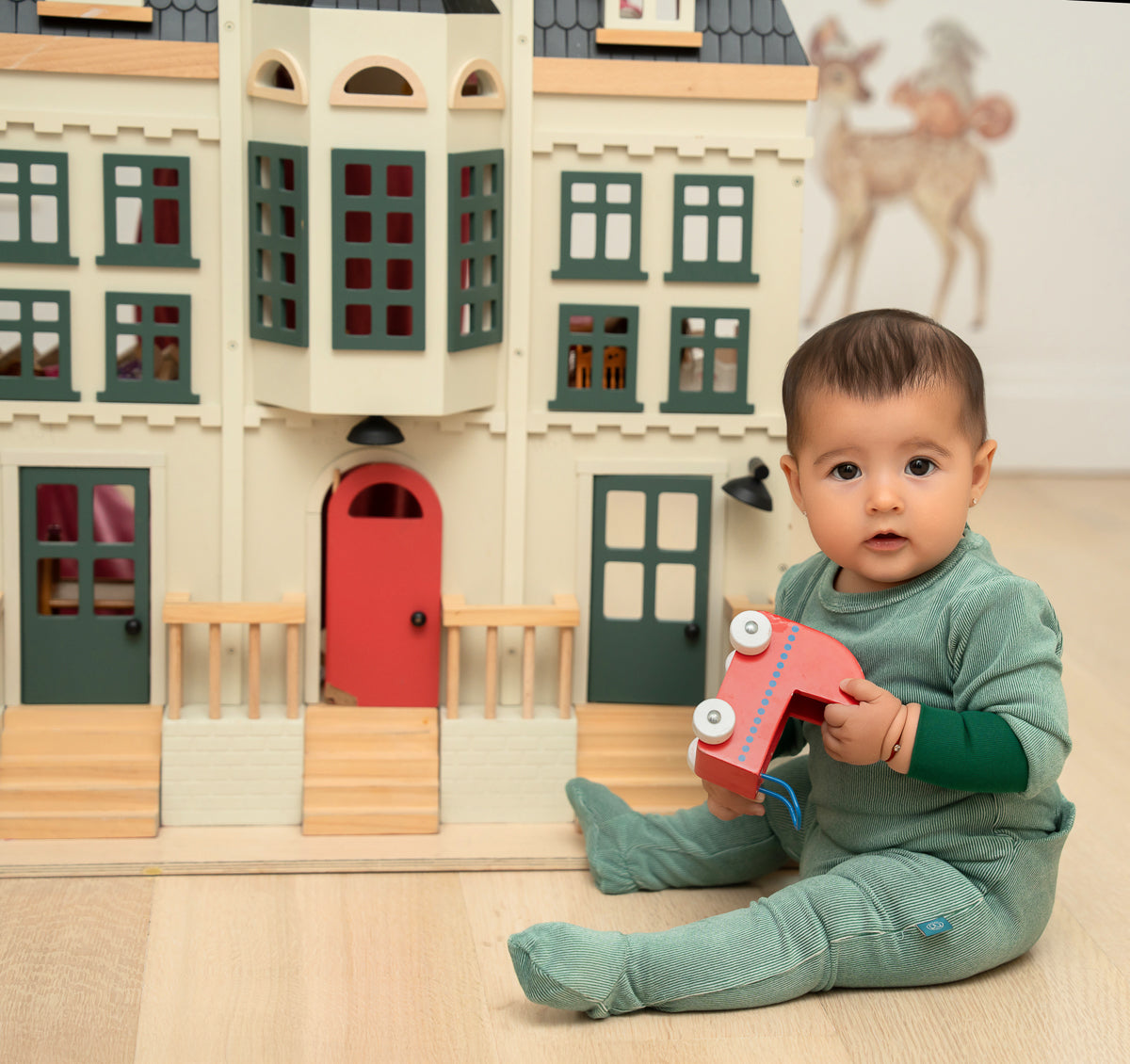 Striped Cozy Footie-Green