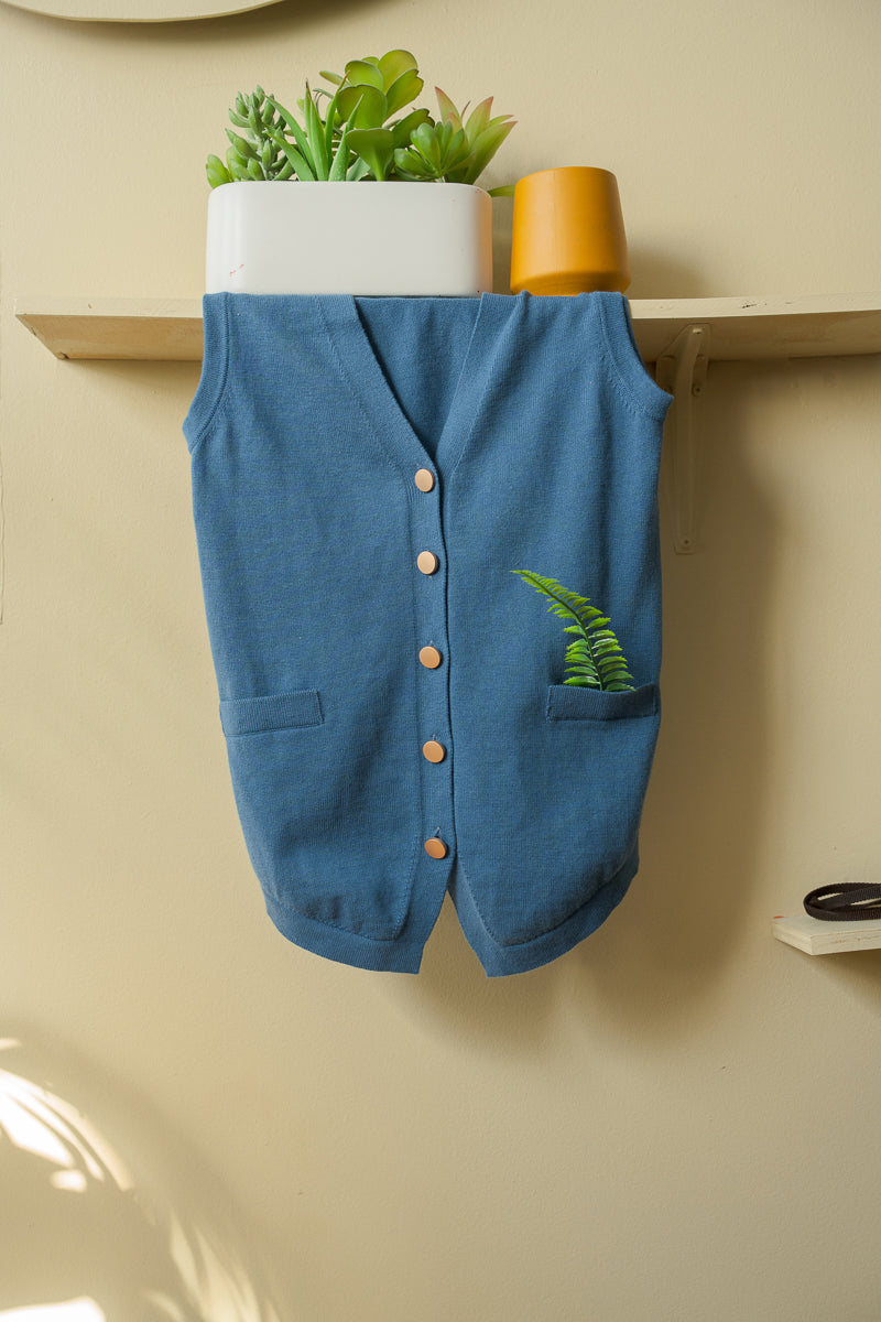 Brick Knit Vest-Dark Blue