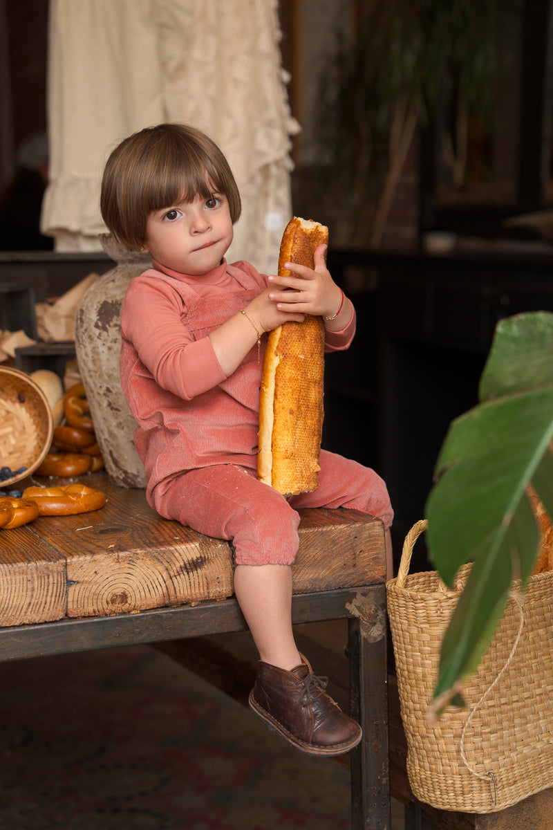 Corduroy Cotton Romper-Peach