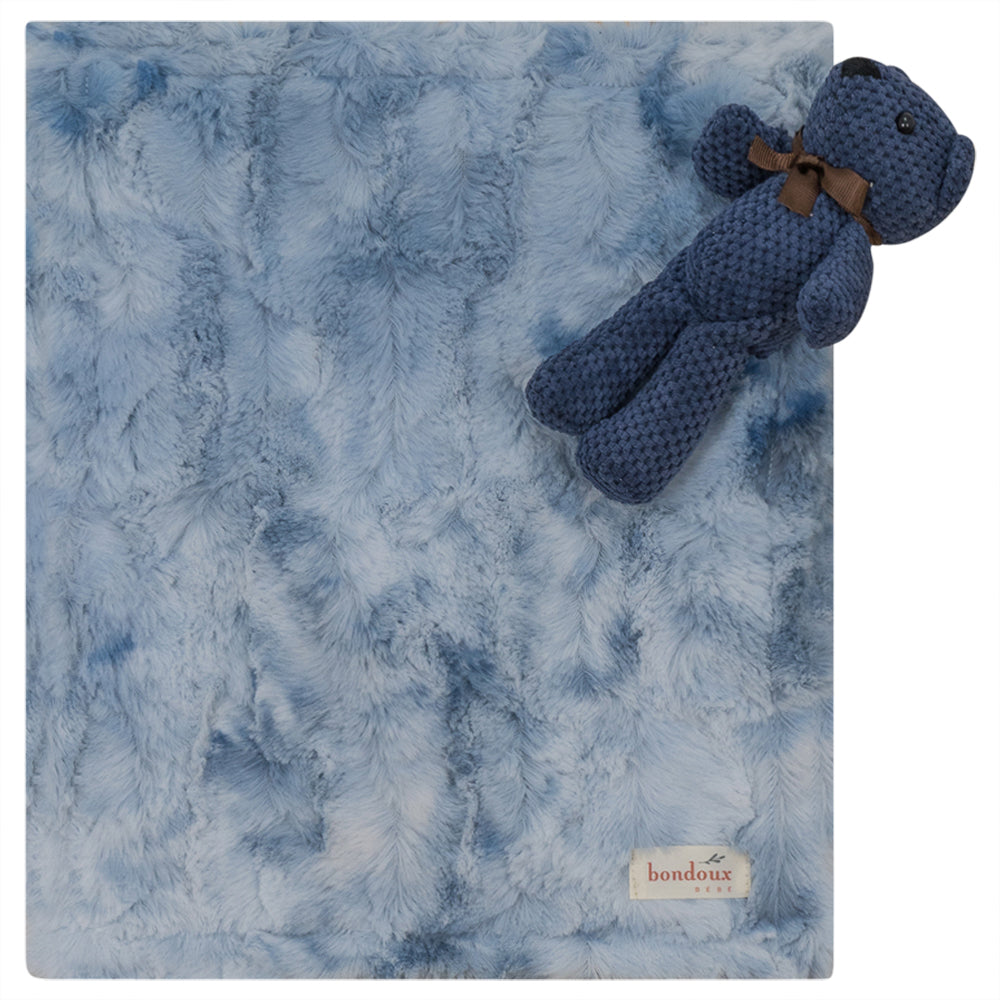 Fuzzy Security Blanket Tie Dye Blue Bondoux Bebe