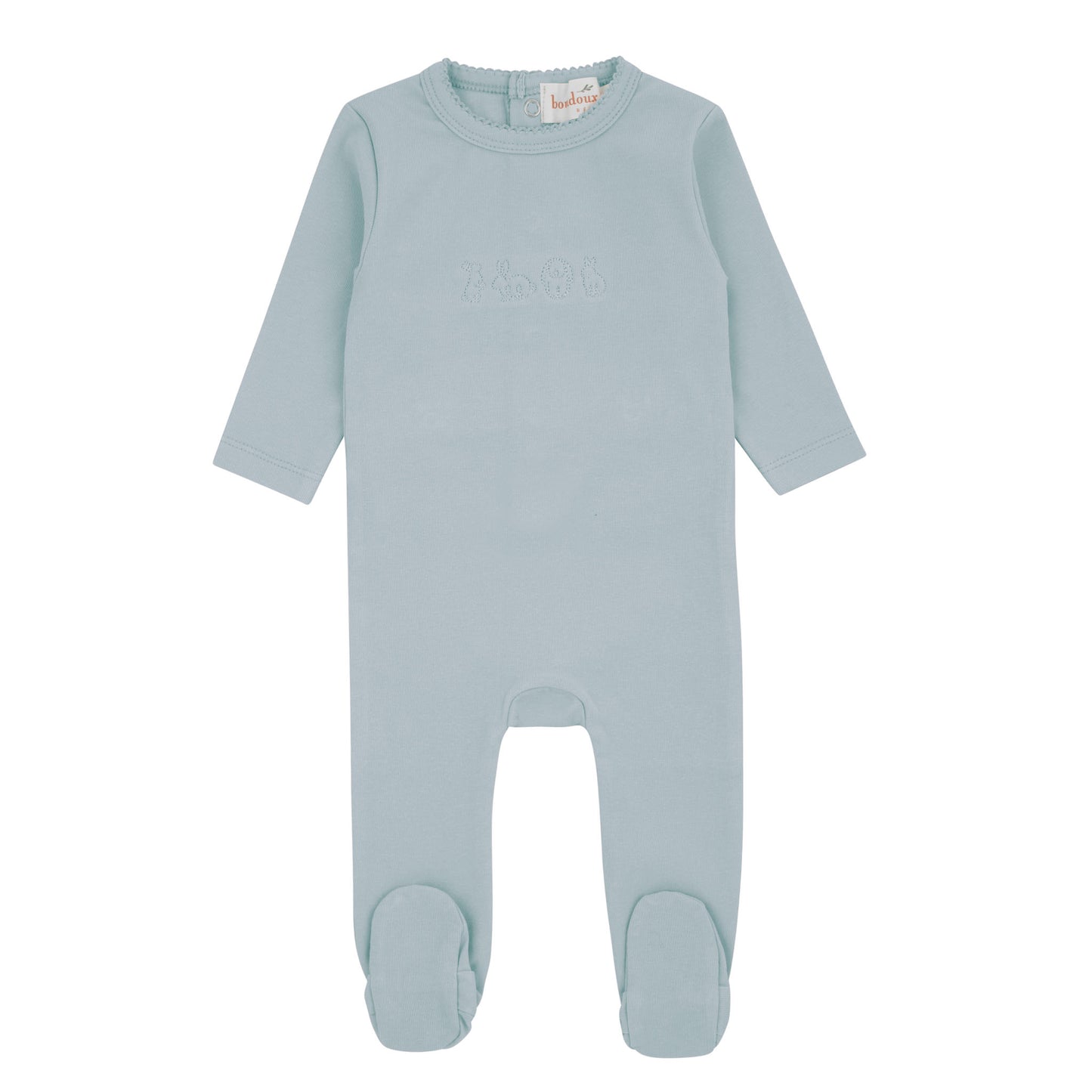 Bunny Embroidery Blue Footie