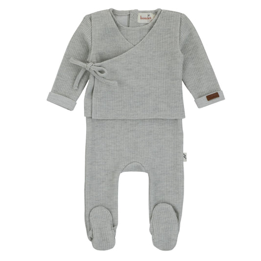 Kimono Knit Footie-Grey