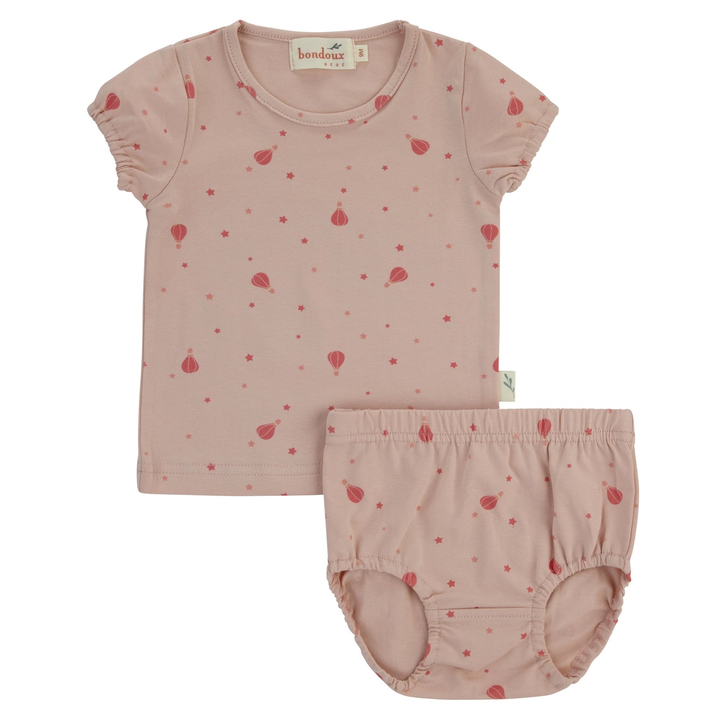 Air Balloon Print Short Set-Pink Printed