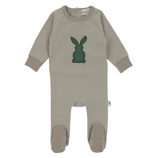 Bunny Applique Footie-Green