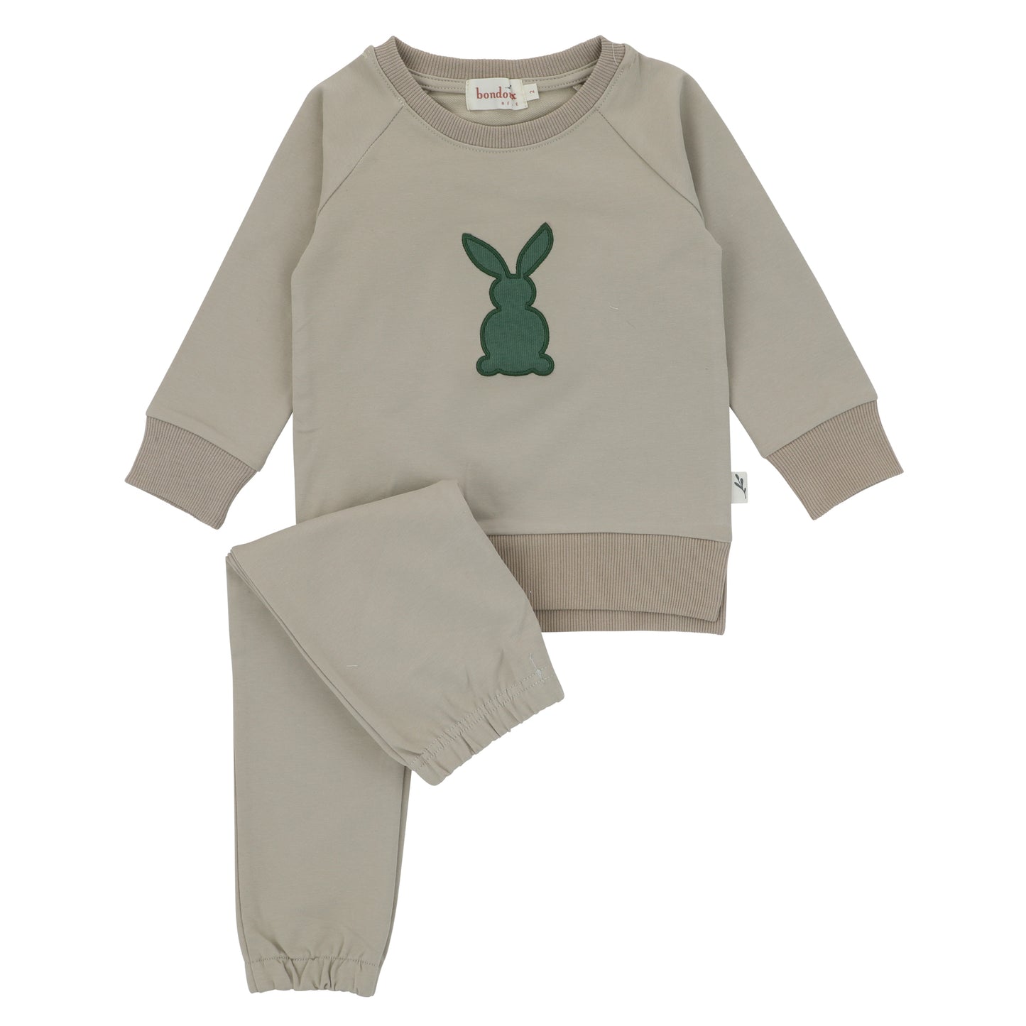 Bunny Applique 2 Piece Set-Green