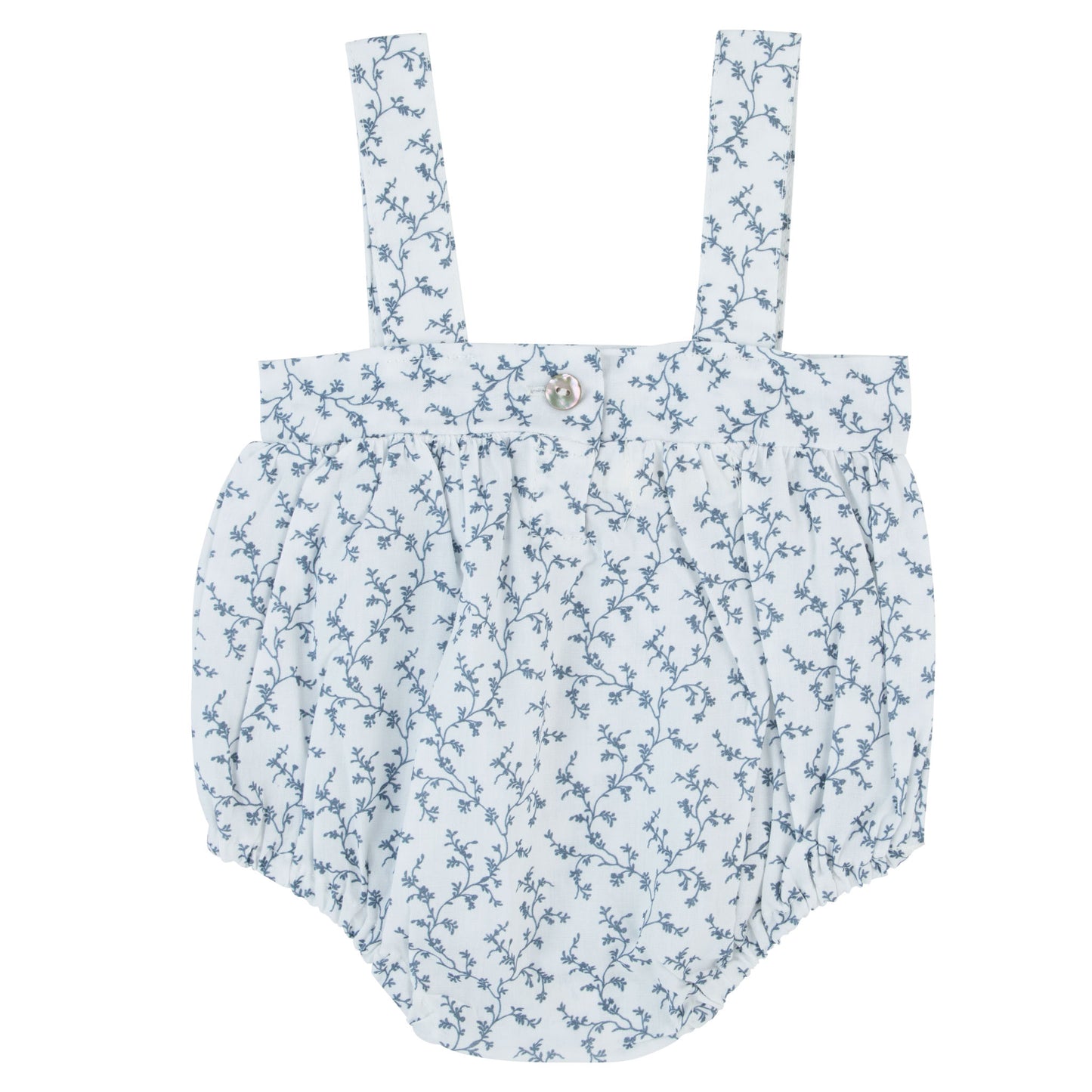 Waffle Floral Romper-Blue