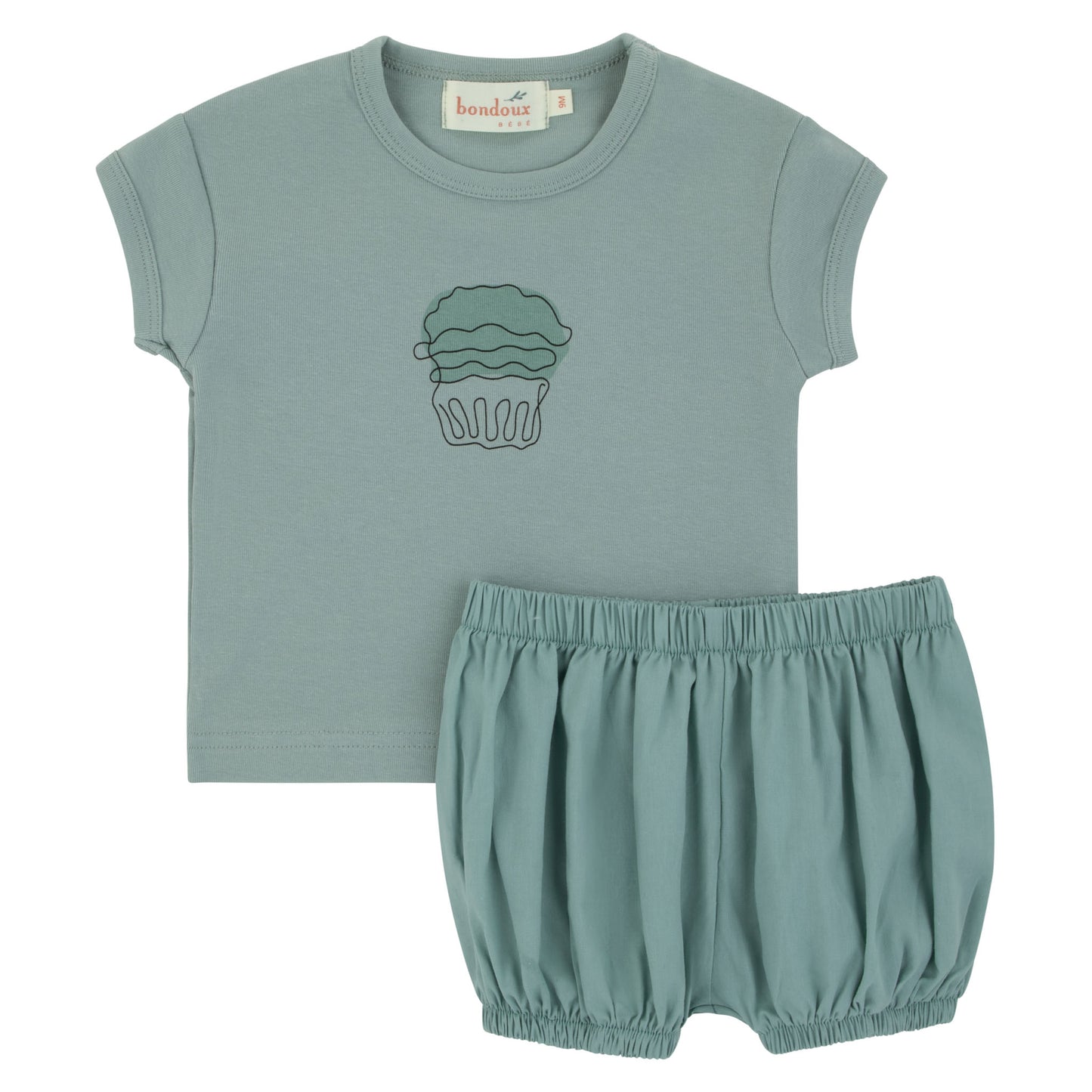Muffin Boys Green  Short 2Pcs Set