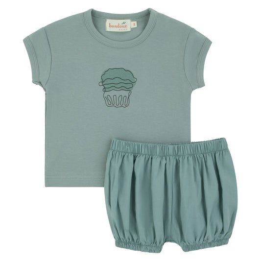 Muffin Boys Green  Short 2Pcs Set