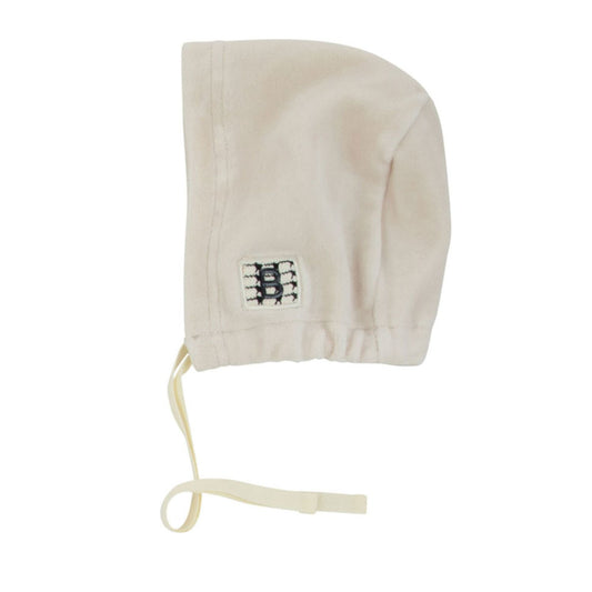 Knit Detail Velour Hat-Cream