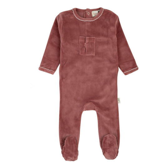 Stitched Velour Footie-Mauve