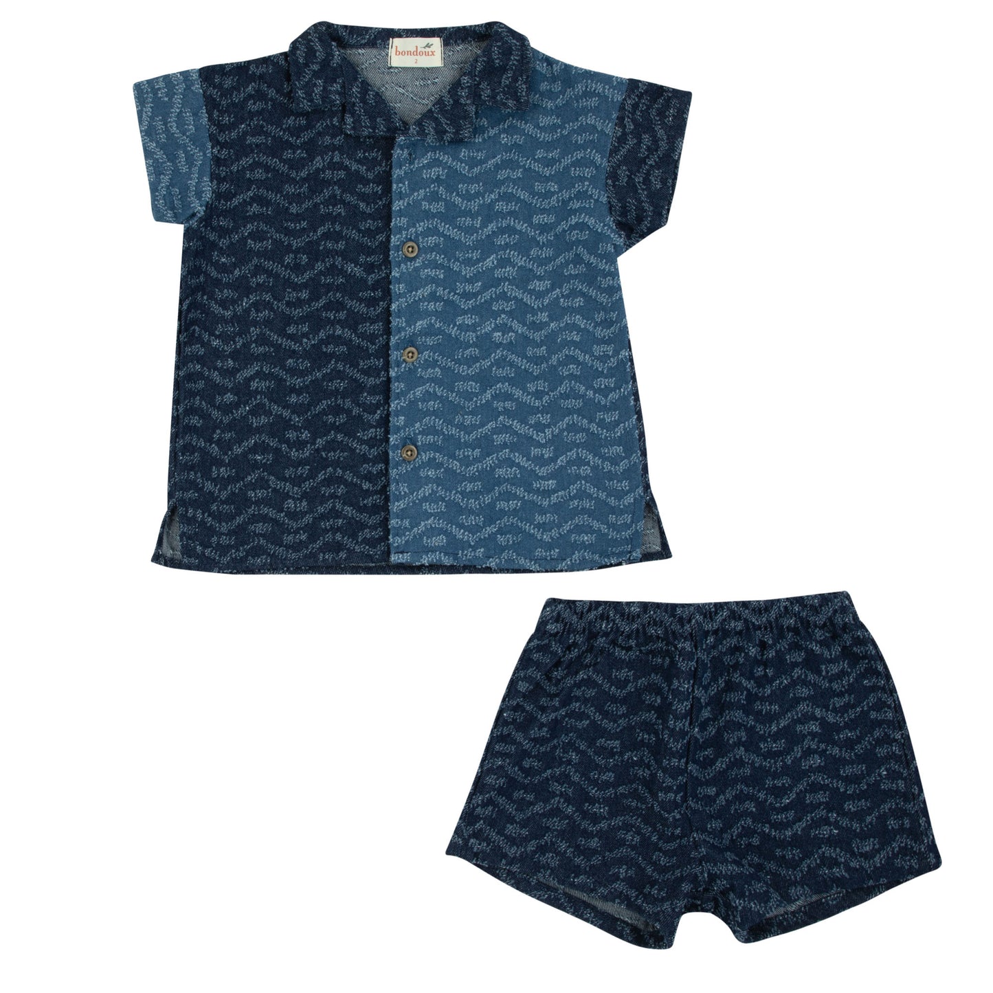 Boys Textured Two Tone Short Set