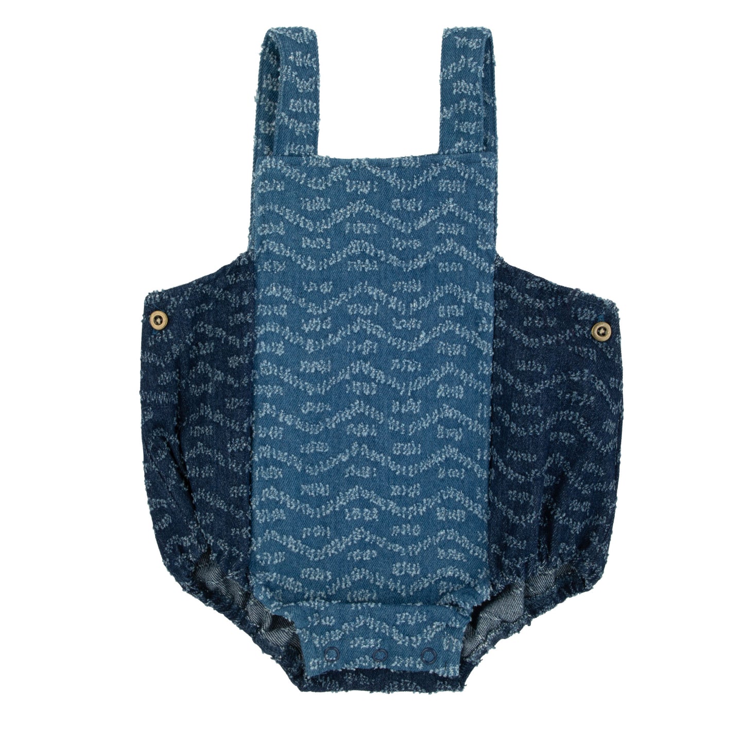 Girls Textured Two Tone Denim Romper