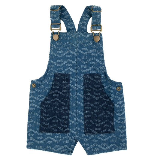 Boys Textured Two Tone Denim Romper