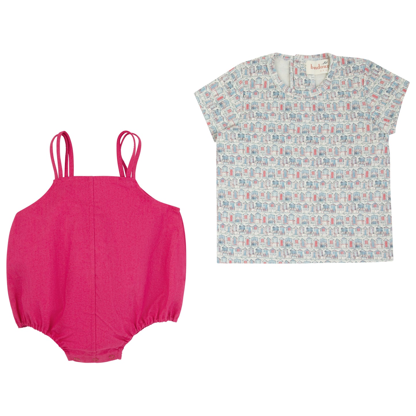House Print Hot Pink Romper