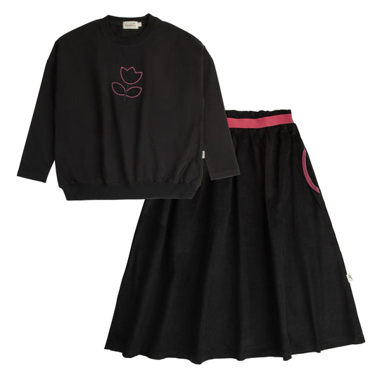 Corduroy Pre Teen Set-Black