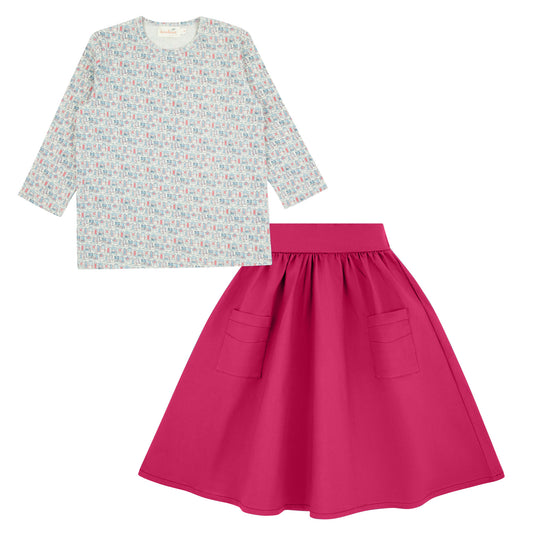 House print Hot Pink Preteen Set