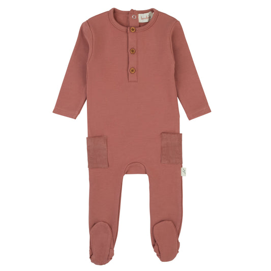 Corduroy Cotton Footie-Peach