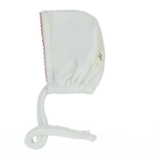 Bow Velour Hat-White & Red