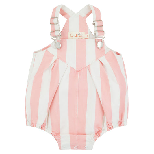 Neon Pink Striped Girls Romper