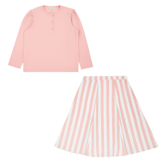 Neon Pink Striped Preteen Set