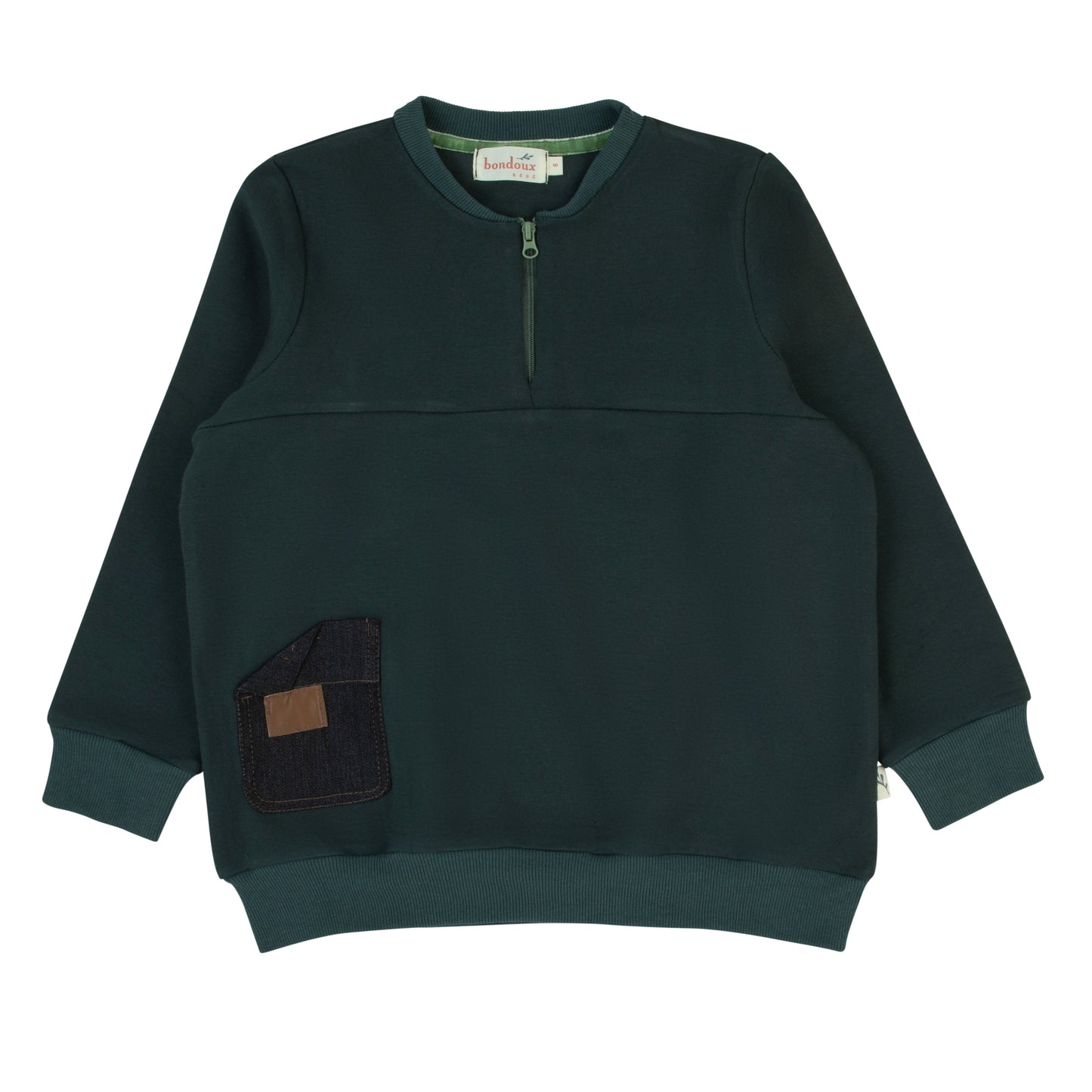 Leather Patch Top-Green