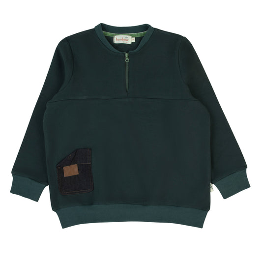 Leather Patch Top-Green