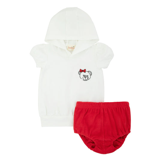 Red Teddy Terry Short Set