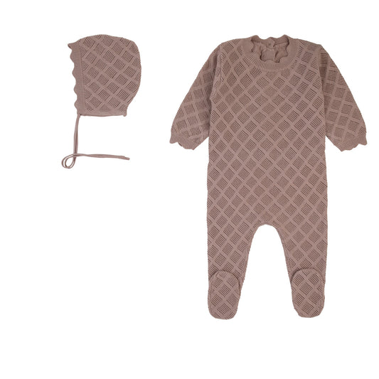 Diamond Knit Onesie-Mauve