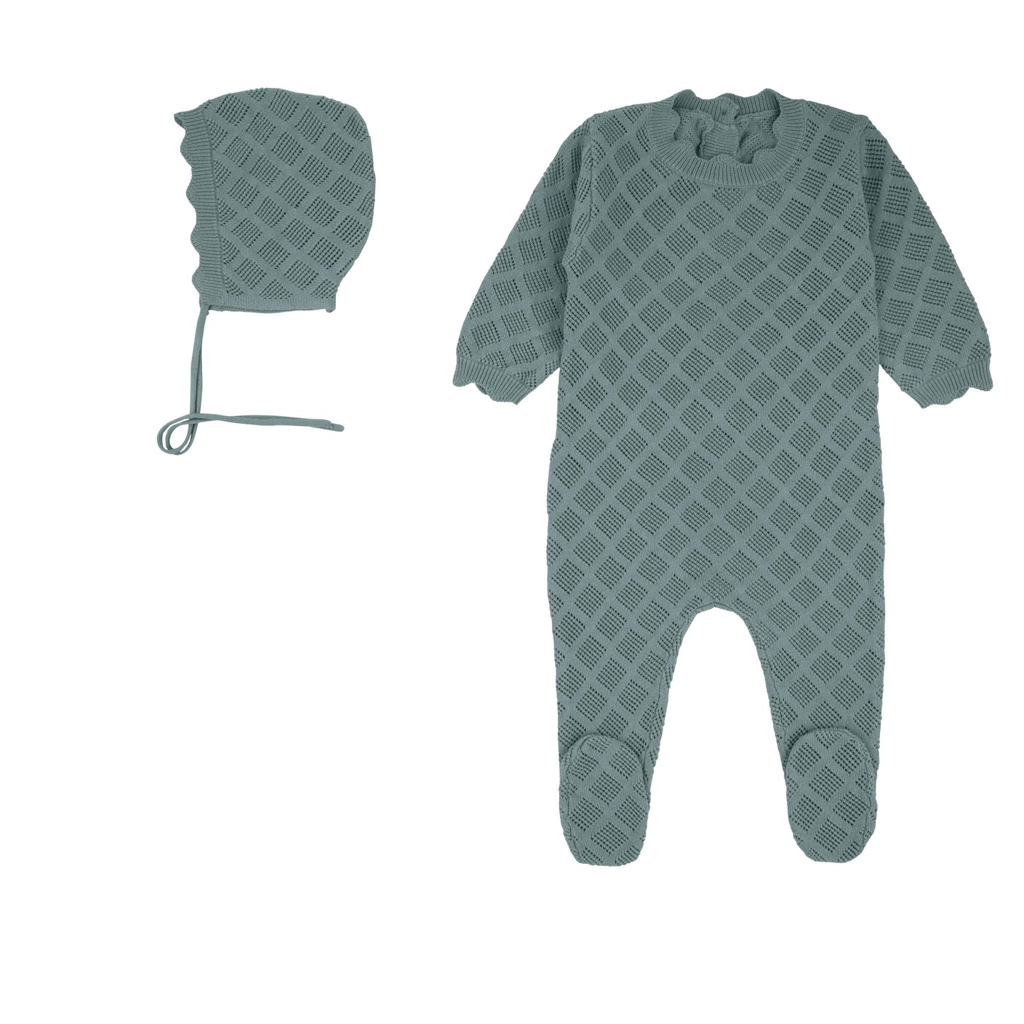 Diamond Knit Onesie-Blue